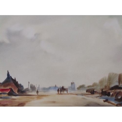 1221 - JOHN SNELLING - SERIES OF FOUR WATERCOLOURS - LANDSCAPES AND VILLAGES, EACH F/G, 27CM X 42CM