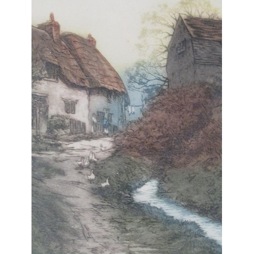 1240 - MURIEL ANGUS - FRAMED COLOURED ENGRAVINGS, THE WINDMILL AND THE MILL STREAM