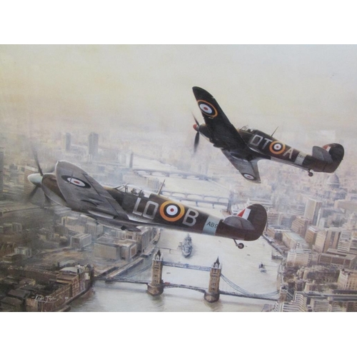 1248 - THREE F/G COLOURED LIMITED EDITION PRINTS BY ROBERT TAYLOR WITH PILOTS SIGNATURES, EACH 38CM X 52CM