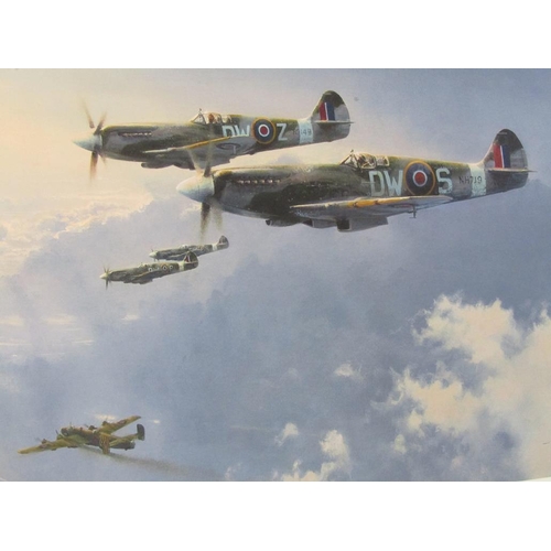 1248 - THREE F/G COLOURED LIMITED EDITION PRINTS BY ROBERT TAYLOR WITH PILOTS SIGNATURES, EACH 38CM X 52CM