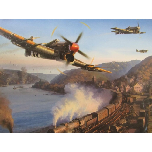 1252 - TWO F/G WW2 COLOURED AERONAUTICAL PRINTS BY NICOLAS TRUDGIAN, SIGNED BY THE PILOTS