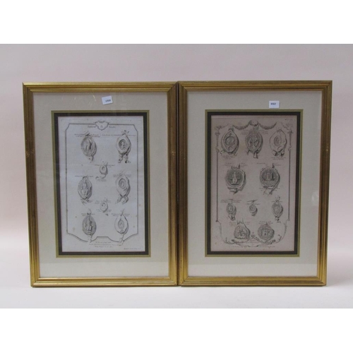 1274 - THREE FRAMED 18C BLACK ON WHITE PRINTS - ATIENT SEALS, EACH F/G