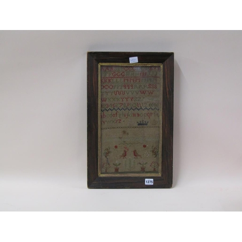 1275 - 19C F/G NEEDLEWORK SAMPLER, 42CM, X 22CM