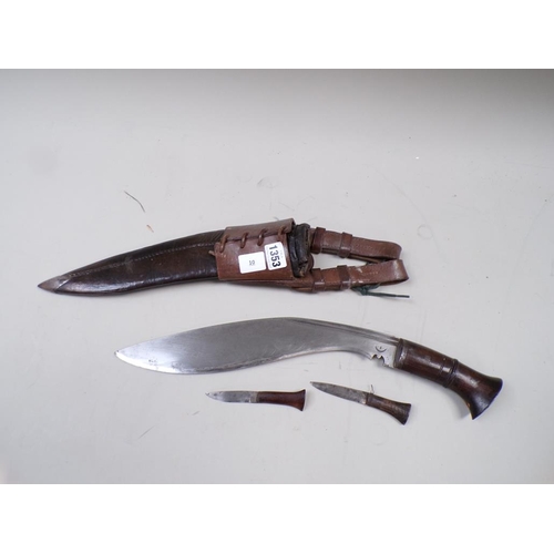 1353 - KUKRI KNIFE IN LEATHER SHEATH