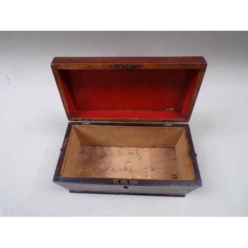 1355 - EARLY 19C MAHOGANY LINE INLAID CADDY BOX - NO INTERIOR, 31CM W