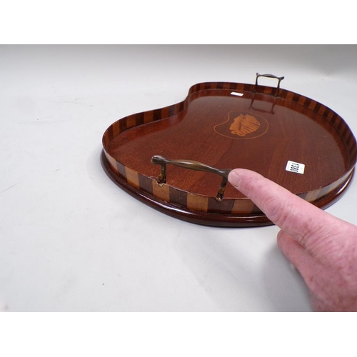 1380 - EDWARDIAN MARQUETRY INLAID TWO HANDLED TRAY, 59CM W