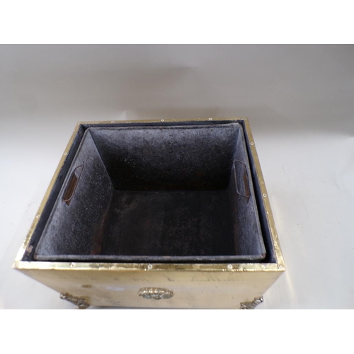 1437 - BRASS FUEL BOX, 36CM H