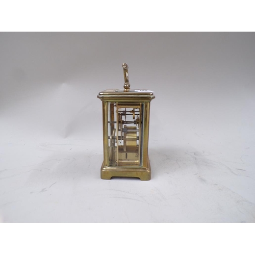 1455 - BRASS CASED CARRIAGE CLOCK, 12CM H