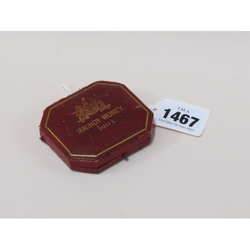 1467 - MAUNDY MONEY 1903 IN RED LEATHER PRESENTATION BOX