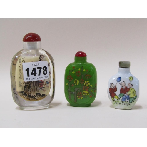 1478 - THREE ORIENTAL DECORATED SCENT BOTTLES