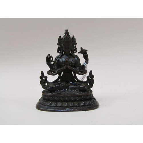 1485 - MINIATURE MODERN BRONZED BUDDHA