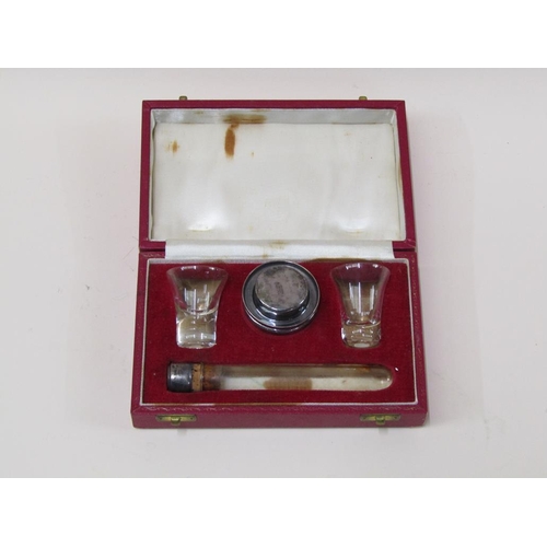 1499 - COMMUNION SET, SILVER PLATED MOUNTS