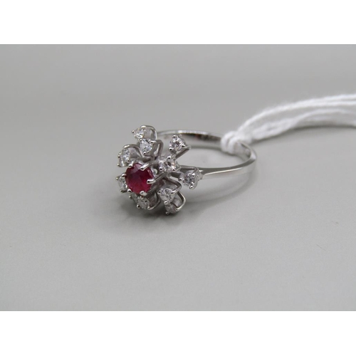 1540 - 18ct GOLD RUBY AND DIAMOND RING SIZE  SIZE L 1/2