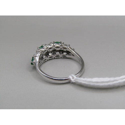 1541 - 18ct GOLD DIAMOND AND EMERALD RING SIZE N