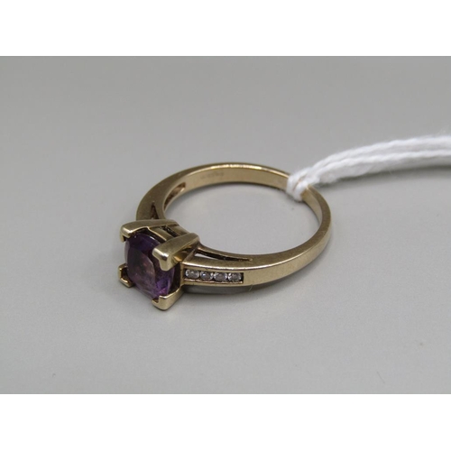 1550 - 9ct GOLD AMETHYST SET RING SIZE O, 3.1g