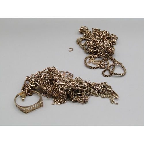 1561 - BAG OF 9ct GOLD AND OTHER GILT METAL CHAINS