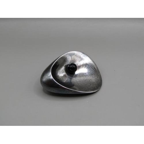 1569 - GEORG JENSEN SILVER AND BLACK ONYX 1960s BROOCH