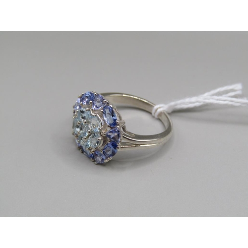 1581 - SILVER TANZANITE BLUE TOPAZ RING SIZE P