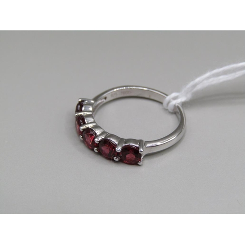 1582 - SILVER GARNET 5 STONE RING L 1/2