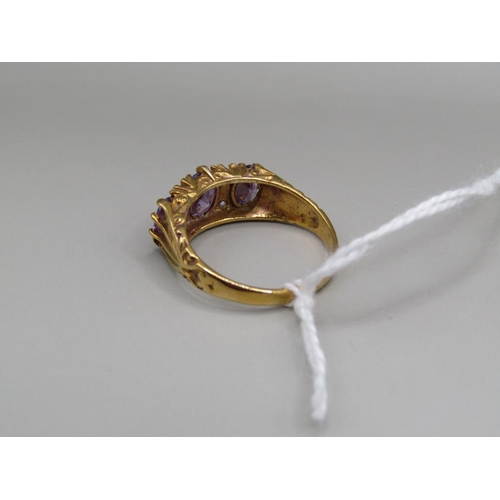 1583 - SILVER GILT AMETHYST RING SIZE N