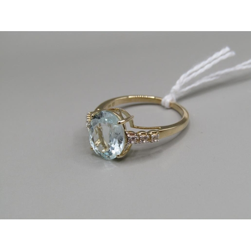 1588 - YELLOW GOLD AQUAMARINE RING SIZE P 1/2