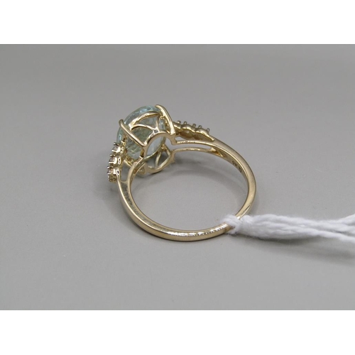 1588 - YELLOW GOLD AQUAMARINE RING SIZE P 1/2