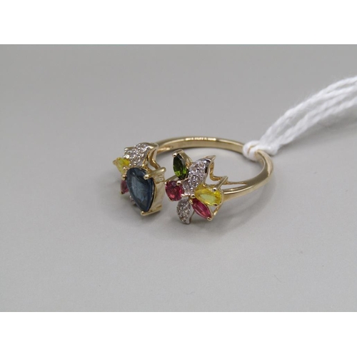 1594 - SILVER GILT GEM SET RING SIZE O