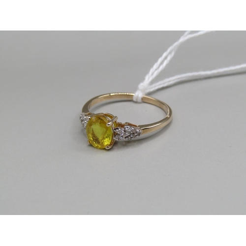 1595 - YELLOW GOLD YELLOW SAPPHIRE RING SIZE R 1/2