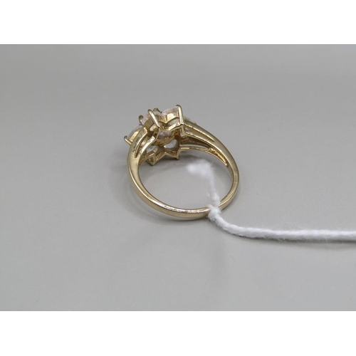 1596 - YELLOW GOLD AMETHYST MOONSTONE RING SIZE N