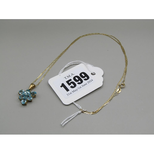 1599 - YELLOW GOLD BLUE ZIRCON NECKLACE