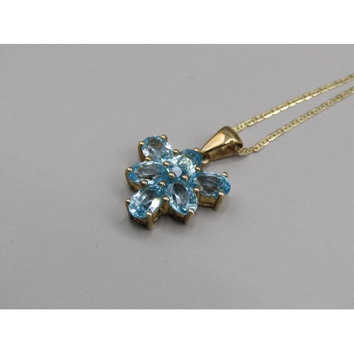 1599 - YELLOW GOLD BLUE ZIRCON NECKLACE