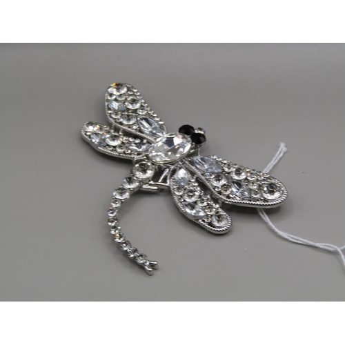 1602 - HUGE CRYSTAL DRAGONFLY BROOCH