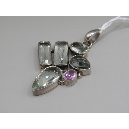 1603 - SILVER GREEN AMETHYST PENDANT