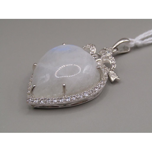 1604 - SILVER MOONSTONE HEART PENDANT