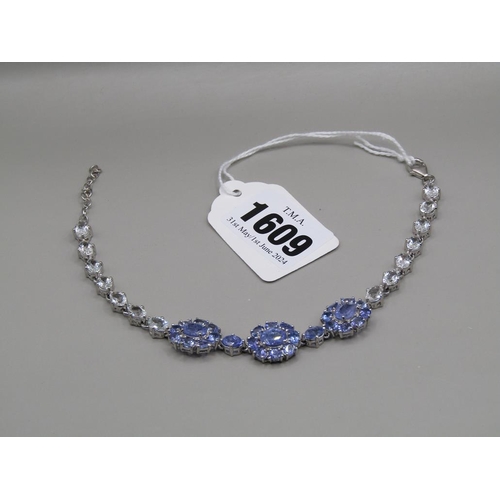 1609 - SILVER TANZANITE WHITE TOPAZ BRACELET