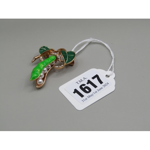 1617 - ENAMEL PEAPOD BROOCH