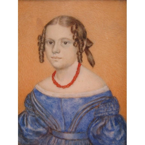 1624 - FRAMED AND GLAZED PORTRAIT MINIATURE OF A YOUNG GIRL
