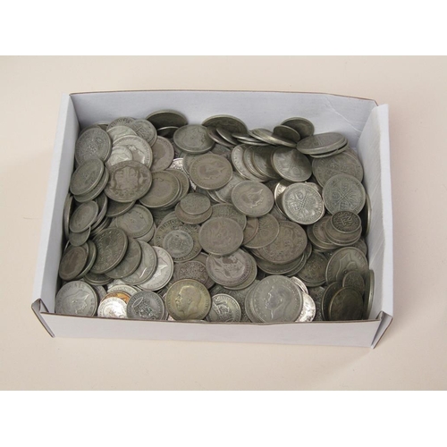 1638 - TRAY OF EARLY 20c BRITISH COINS TO INC. FLORINS, SIXPENCES, HALF CROWNS ETC