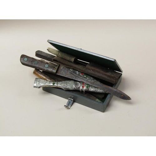 1657 - BRITISH MILITARY BOX CONTAINING VARIOUS KNIVES AND DAGGERS