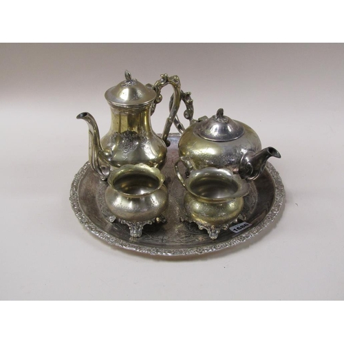 1686 - SILVER PLATED TRAY AND FOUR PIECE TEASET