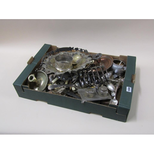 1690 - MIXED SILVER PLATED CUTLERY PLUS TOAST RACK ETC