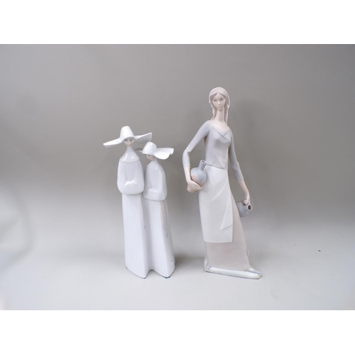 1801 - LLADRO FIGURE OF TWO NUNS; NAO FIGURE, 39CMH
