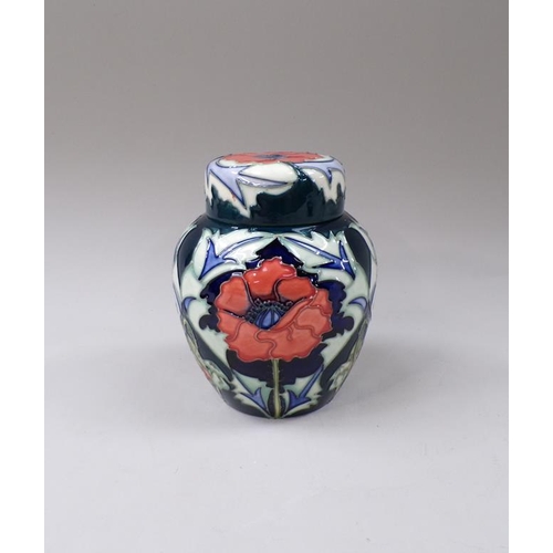 1803 - MOORCROFT POPPY GINGER JAR AND COVER BY RACHEL BISHOP