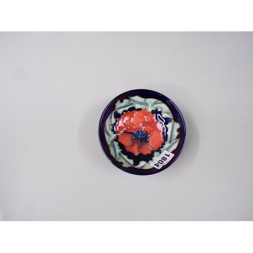 1804 - MOORCROFT POPPY BOWL BY RACHEL BISHOP, 12CM DIAM
