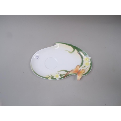 1807 - GRAFF PORCELAIN BUTTERFLY CUP, 11CM H AND SAUCER - a/f
