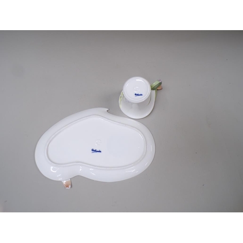 1807 - GRAFF PORCELAIN BUTTERFLY CUP, 11CM H AND SAUCER - a/f