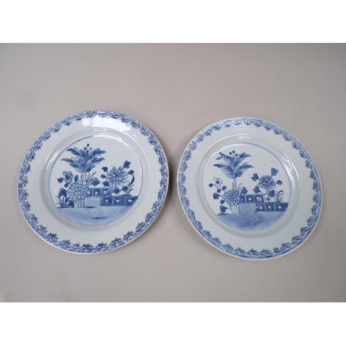 1808 - TWO ORIENTAL CHINESE B&W EXPORT PLATES, 23CM DIAM