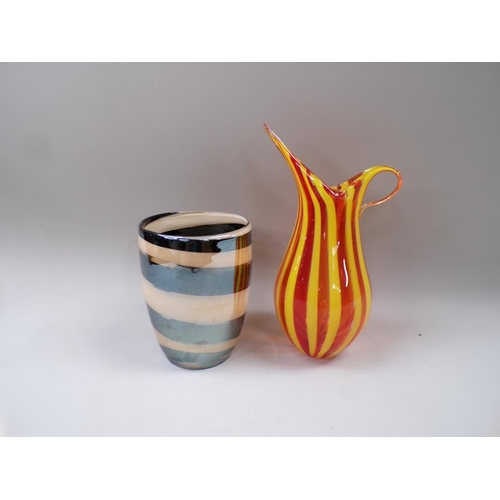 1816 - TWO ART GLASS VASES - LARGEST 35CM H