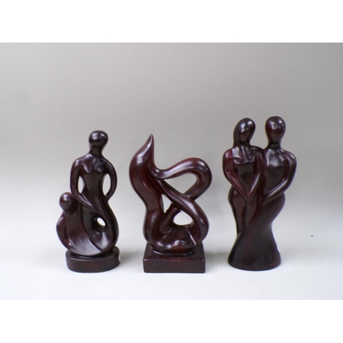 1819 - SET OF THREE CERAMIC BRONZED FIGURES, 26CM H