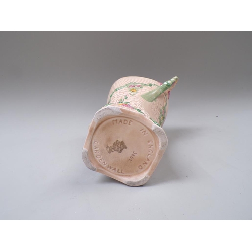 1822 - ARTHUR WOOD ART POTTERY TWO HADNLED VASE MOULDED IN RELIEF WITH FLOWERS, 24CM H